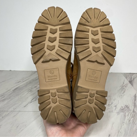 Blondo Devin Waterproof Lace Up Suede Camel Bootie 7M - Picture 14 of 15